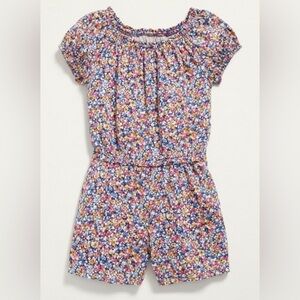 Old Navy Puff-Sleeve Jersey-Knit Floral Girls Romper large 10-12